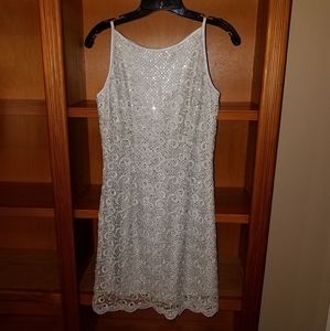 Cache metallic brocade dress